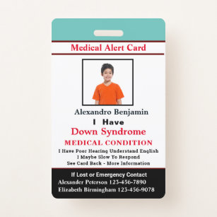 Badge Carte d'identification de l'ID d'alerte Médicale p