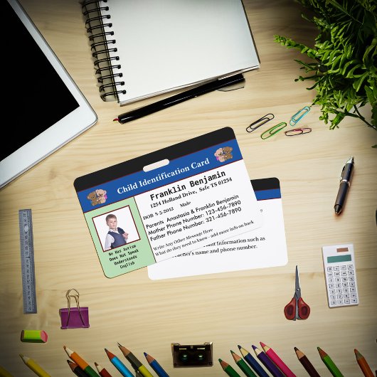 Badge Carte d'identification d'identité de photo enfant 