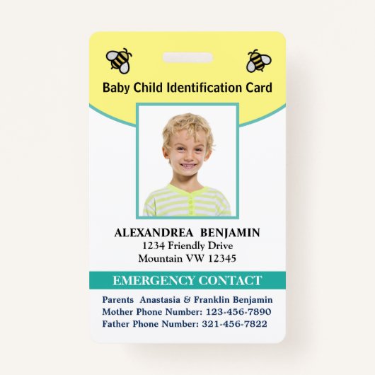 Badge Carte d'identification du nom de la photo du bébé (Devant)