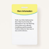 Badge Carte d'identification du nom de la photo du bébé (Dos)