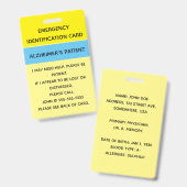Badge Carte d'identification d'urgence modifiable (Recto et verso)