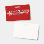 Badge Carte d'identification médicale d'urgence (Avant & arrière)