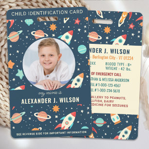 Badge Carte d'identification personnalisée pour enfants