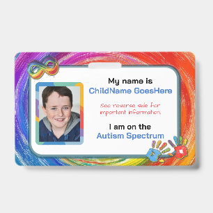 Badge Carte d'identification pour l'aide à l'autisme