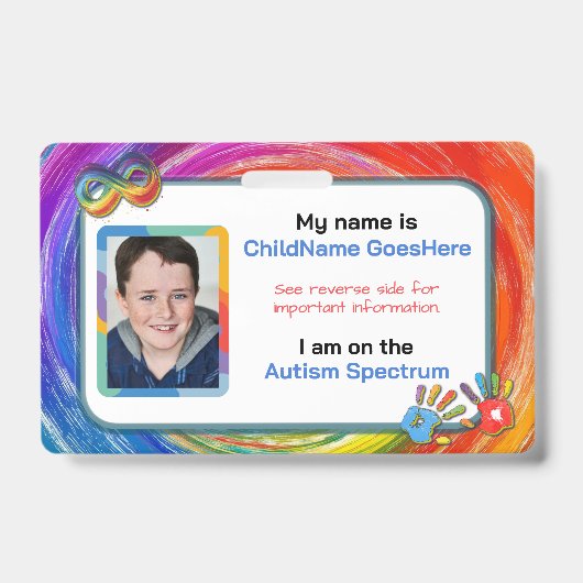 Badge Carte d'identification pour l'aide à l'autisme (Avant)