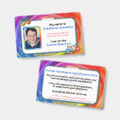 Badge Carte d'identification pour l'aide à l'autisme (Avant & arrière)