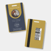 Badge Carte d'identification professionnelle bleue marro (Avant & arrière)