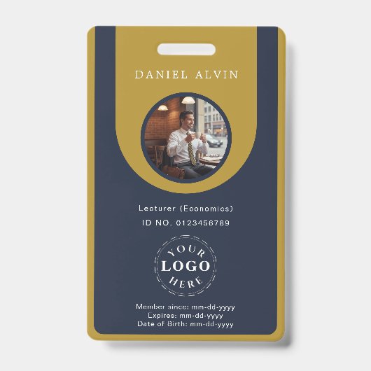 Badge Carte d'identification professionnelle bleue marro (Avant)