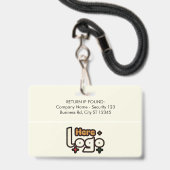 Badge Carte d'identification professionnelle pour employ (Arrière avec lanière)