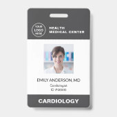 Badge Carte d'identité à code-barres gris pour employé d (Avant)