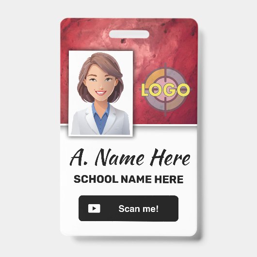 Badge Carte d'identité avec code-barres pour le personne (Avant)