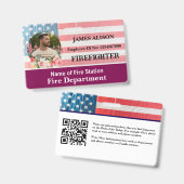 Badge Carte d'identité avec code QR pour pompier  (Avant & arrière)