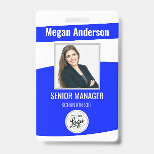 Badge Carte d'identité avec photo de l'employé bleu