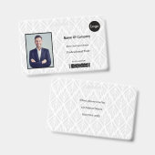 Badge Carte d'identité avec photo en gris et blanc (Avant & arrière)