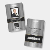Badge Carte d'identité avec photo et code-barres métalli (Avant & arrière)