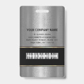 Badge Carte d'identité avec photo et code-barres métalli (Arrière)
