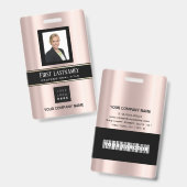 Badge Carte d'identité avec photo et code-barres Rose Go (Avant & arrière)