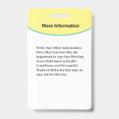 Badge Carte d'identité bébé avec photo et nom (Arrière)
