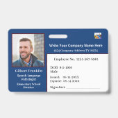 Badge Carte d'identité Code barre photo (Avant)