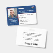 Badge Carte d'identité Code barre photo (Avant & arrière)