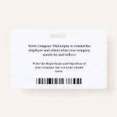 Badge Carte d'identité Code barre photo (Dos)