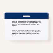 Badge Carte d'identité Code barre photo (Dos)