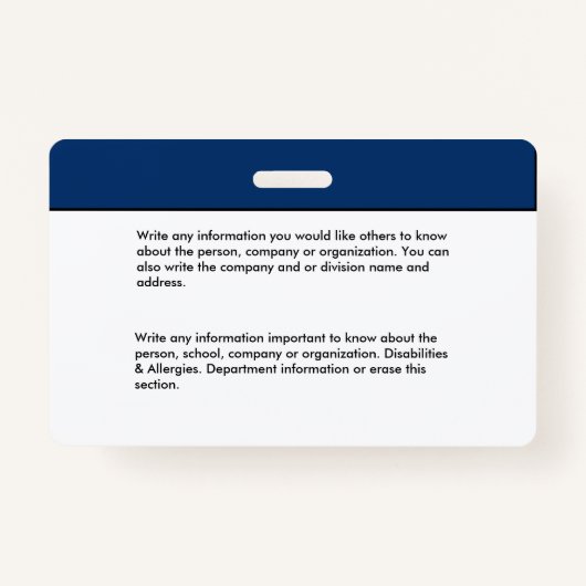 Badge Carte d'identité Code barre photo (Dos)