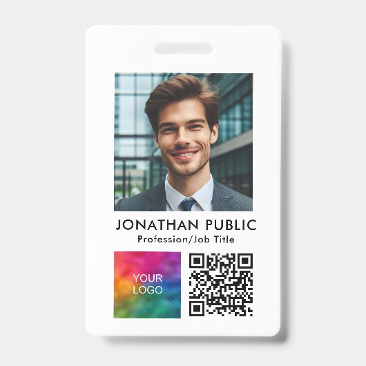 Badge Carte d'identité Code QR du logo de l'entreprise p (Front)