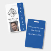 Badge Carte d'identité d'agent de sécurité avec logo et (Avant & arrière)