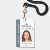Badge Carte d'identité de bénévole de bibliothèque (Avant avec lanière)