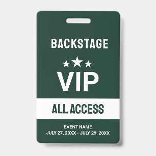 Badge Carte d'identité de carte d'accès VIP verte - Back