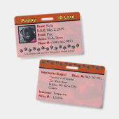 Badge Carte d'identité de chien (Avant & arrière)