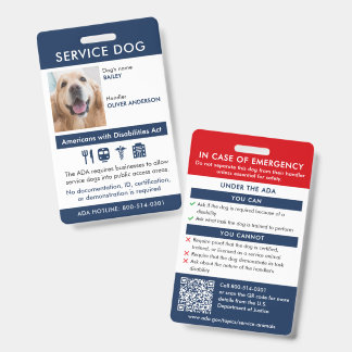 Badge Carte d'identité de chien d'assistance ADA Exigenc