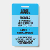 Badge Carte d'identité de chien de détection bleu à fort (Arrière)