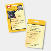 Badge Carte d'identité de chien de service jaune vertica (Avant & arrière)