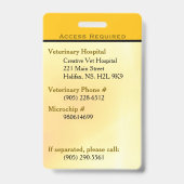 Badge Carte d'identité de chien de service jaune vertica (Arrière)