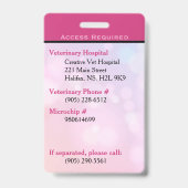 Badge Carte d'identité de chien de service rose vertical (Arrière)