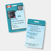 Badge Carte d'identité de chien de service sarcelle vert (Avant & arrière)