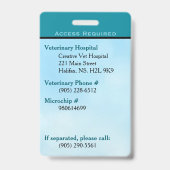 Badge Carte d'identité de chien de service sarcelle vert (Arrière)