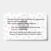 Badge Carte d'identité de chien de thérapie avec logo (Arrière)