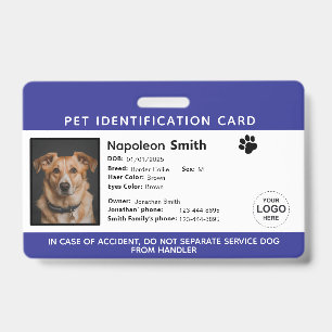 Badge Carte d'identité de chien personnalisable, logo de