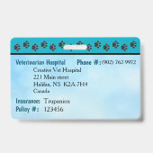 Badge Carte d'identité de chiot - Bleue (Arrière)