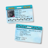 Badge Carte d'identité de chiot - Bleue (Avant & arrière)