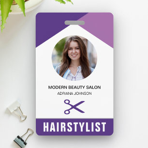 Badge Carte d'identité de coiffeur de salon de beauté no
