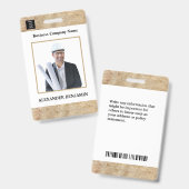 Badge Carte d'identité de employé avec photo Logo Code à (Avant & arrière)