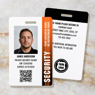 Badge Carte d'identité de garde de sécurité professionne