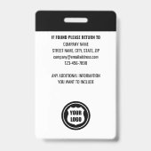 Badge Carte d'identité de garde du corps Sécurité Logo P (Arrière)