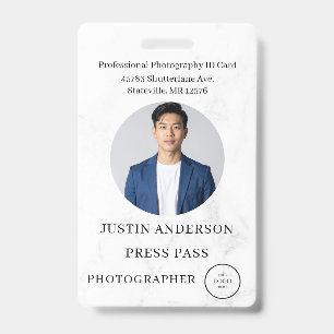 Badge Carte d'identité de journaliste de presse photogra