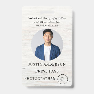 Badge Carte d'identité de journaliste photographe de pre