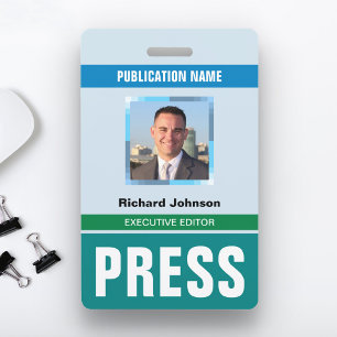 Badge Carte d'identité de journaliste photographe de pre